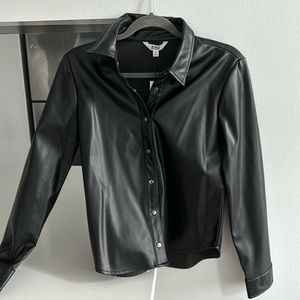 Black faux leather top, brand new and never worn!